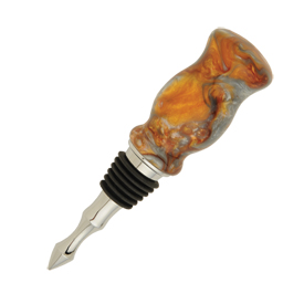 Vintage Wine Bottle Stopper in Chrome w/ Black Silicone Stopper
