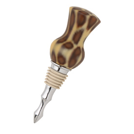 Vintage Wine Bottle Stopper in Chrome w/ Tan Silicone Stopper