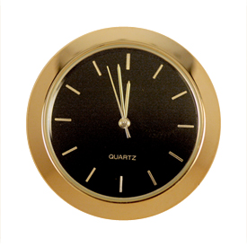 1-7/16 Mini Clock - Black Face, Gold Indicators