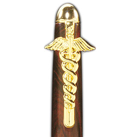 Caduceus Medical Clip in 24kt Gold for Slimline & Comfort Pens & Pencils