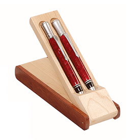 Two-Tone Rosewood/Maple Pen Box for Two Pens