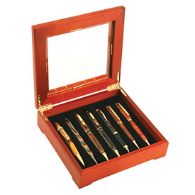 7 Pen Rosewood Display Box with Black Foam Insert