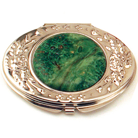 Pewter Finish Mini Compact Oval Mirror