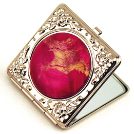 Pewter Plated Compact SQUARE Mirror