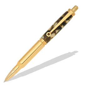 30 Caliber Bullet Cartridge 24kt Gold Click Pen Kit