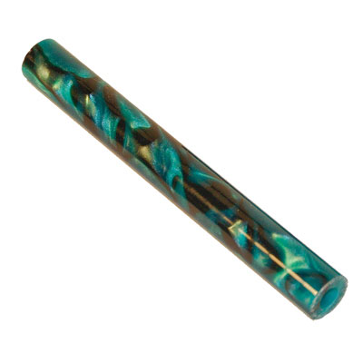 Aquapearl Green & Black Pre-Drilled 5/8"dia x 5" Pen Blank
