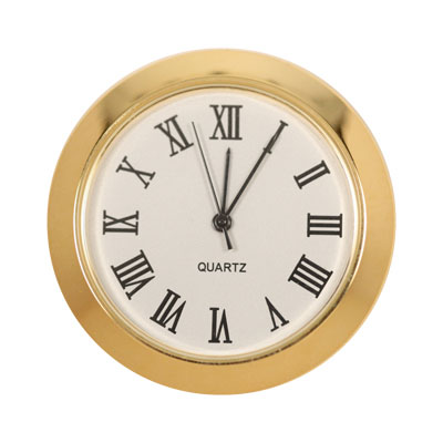 1-7/16 Mini Clock - White face, Roman Numerals