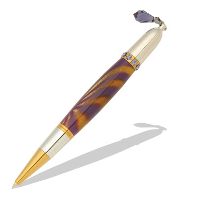 Diva Charm Purple Tanzanite Crystals Pen Kit in Gold TN & Rhodium