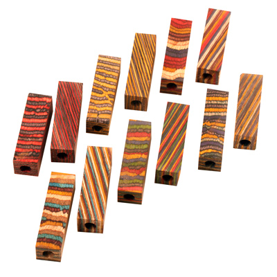 Color Grain 12 Pack Assorted 9/16" x 9/16" x 2-1/32" Mini Pen Blanks