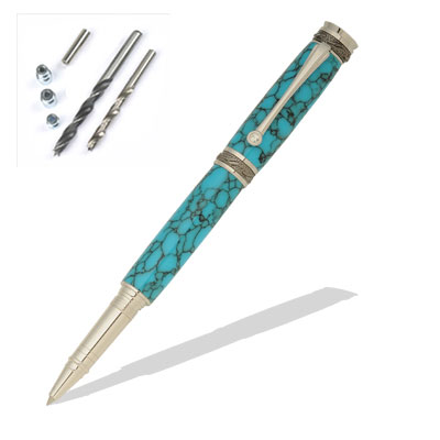 Majestic Jr  Black TN/Rhodium Rollerball Pen Kit Starter Package