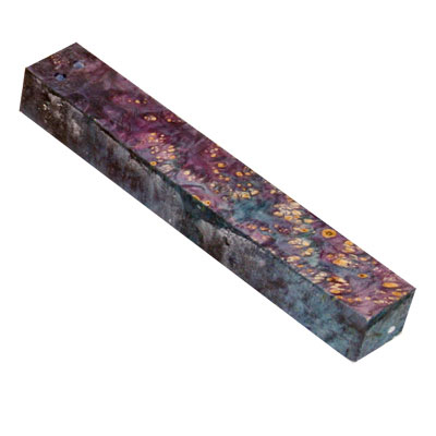 Double Dyed Stabilized Teal & Violet Box Elder 3/4" x 3/4" x 5" Pen Blanks