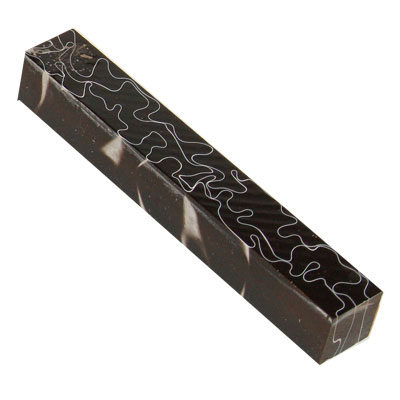 Lava Bright Classic 2 Black with White Thread 5/8" x 5/8" x 5" Pen Blank
