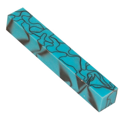 Lava Bright Classic 2 Deep Aqua with Black Thread 5/8" x 5/8" x 5" Pen Blank