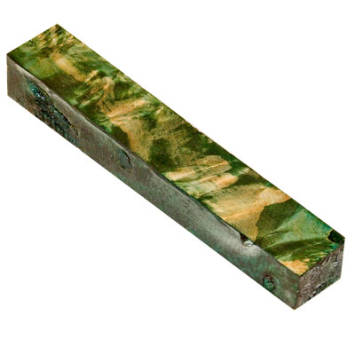 Stabilized Green Maple Burl 7/8" x 7/8" x 5" Jumbo Pen Blank