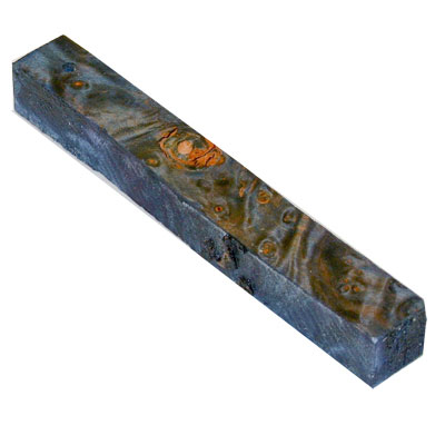 Stabilized Blue Maple Burl 7/8" x 7/8" x 5" Jumbo Pen Blank