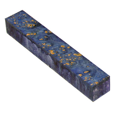 Stabilized Colored Blue Box Elder 3/4" x 3/4" x 5" Pen Blank