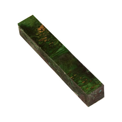 Stabilized Colored Green Box Elder 3/4" x 3/4" x 5" Pen Blank