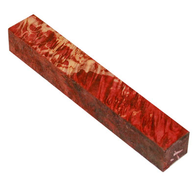 Stabilized Colored Red Box Elder 3/4" x 3/4" x 5" Pen Blank