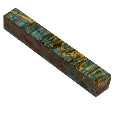 Stabilized Colored Turquoise Box Elder 3/4" x 3/4" x 5" Pen Blank