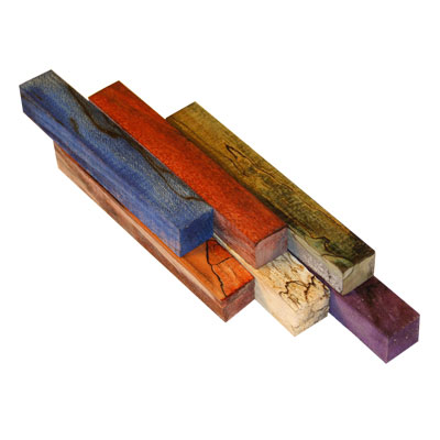 Dyed & Stabilized Spalted Maple Pen Blanks: 12pk
