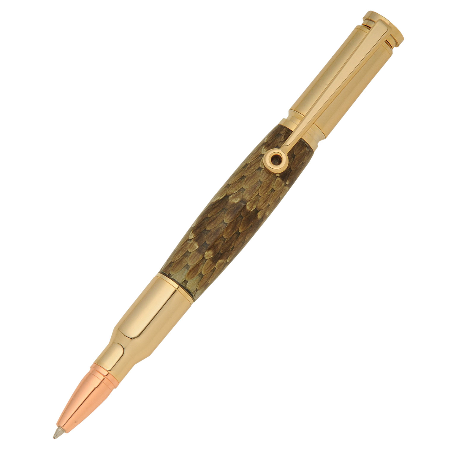 30 Caliber Bullet Cartridge 24kt Gold Twist Pen Kit with Rose Gold Tip ...
