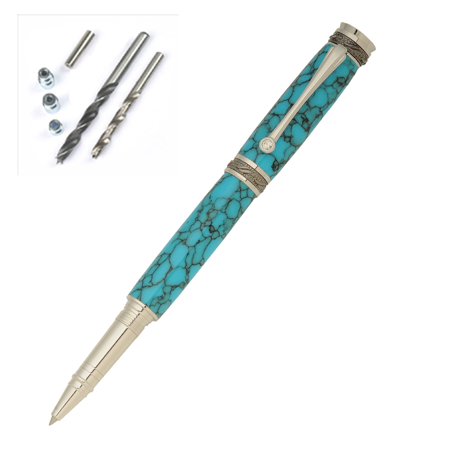 Majestic Jr Black TN/Rhodium Rollerball Pen Kit Starter Package at Penn