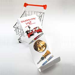 Shopping cart with shopping list showing example products