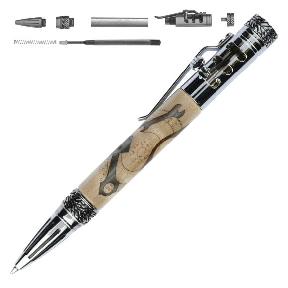 Mechanics Pen Inlay Kit and Gearshift Chrome Pen Kit Combo Pack