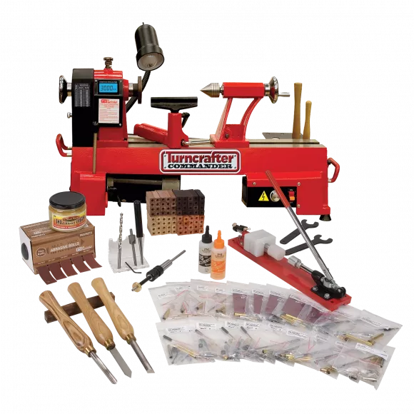 Advanced Pen Making Starter Set with Turncrafter Commander 12 in. Variable Speed Midi Lathe