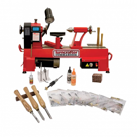 Basic Pen Making Starter Set with Turncrafter Commander 12 in. Variable Speed Midi Lathe