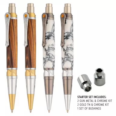4 Art Deco EDC Click Pen Kit Starter Set