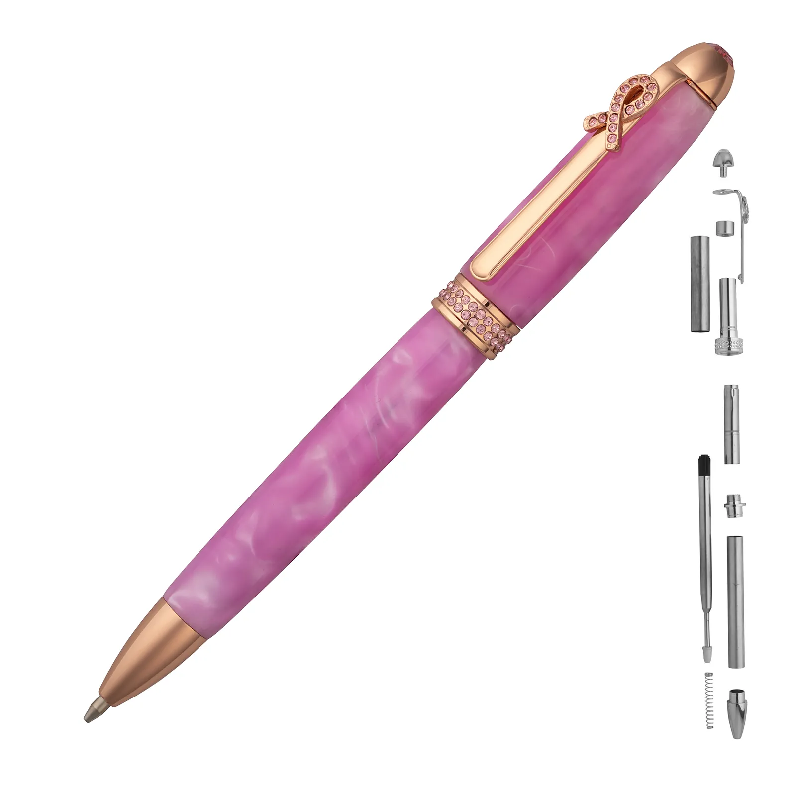 Breast Cancer Awareness Copper with Pink Crystals Twist Pen Kit at