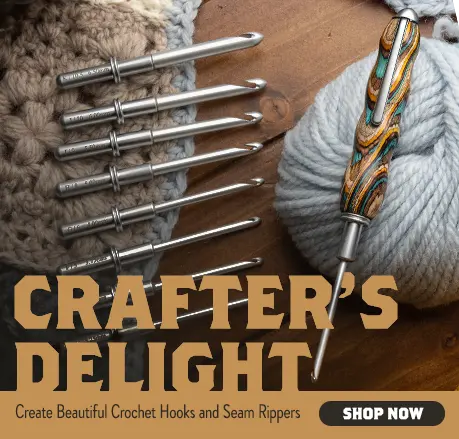 Crafter's Delight - create beautiful crochet hooks and seam rippers. Shop now (with photo of crochet hook and components)
