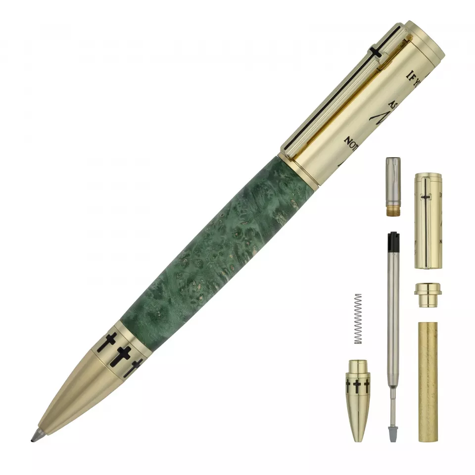 【未使用】e+m King Pen ボールペン light oak Matthew 17:20 Mustard Seed Twist Pen Kit in Golden at Penn State