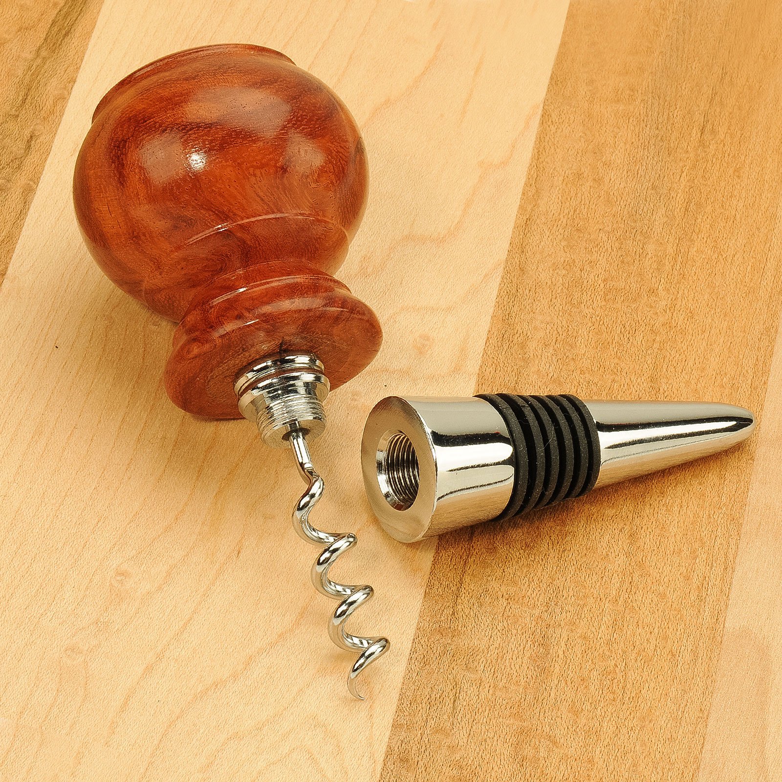 Wood Bottle Stopper  Corkscrew