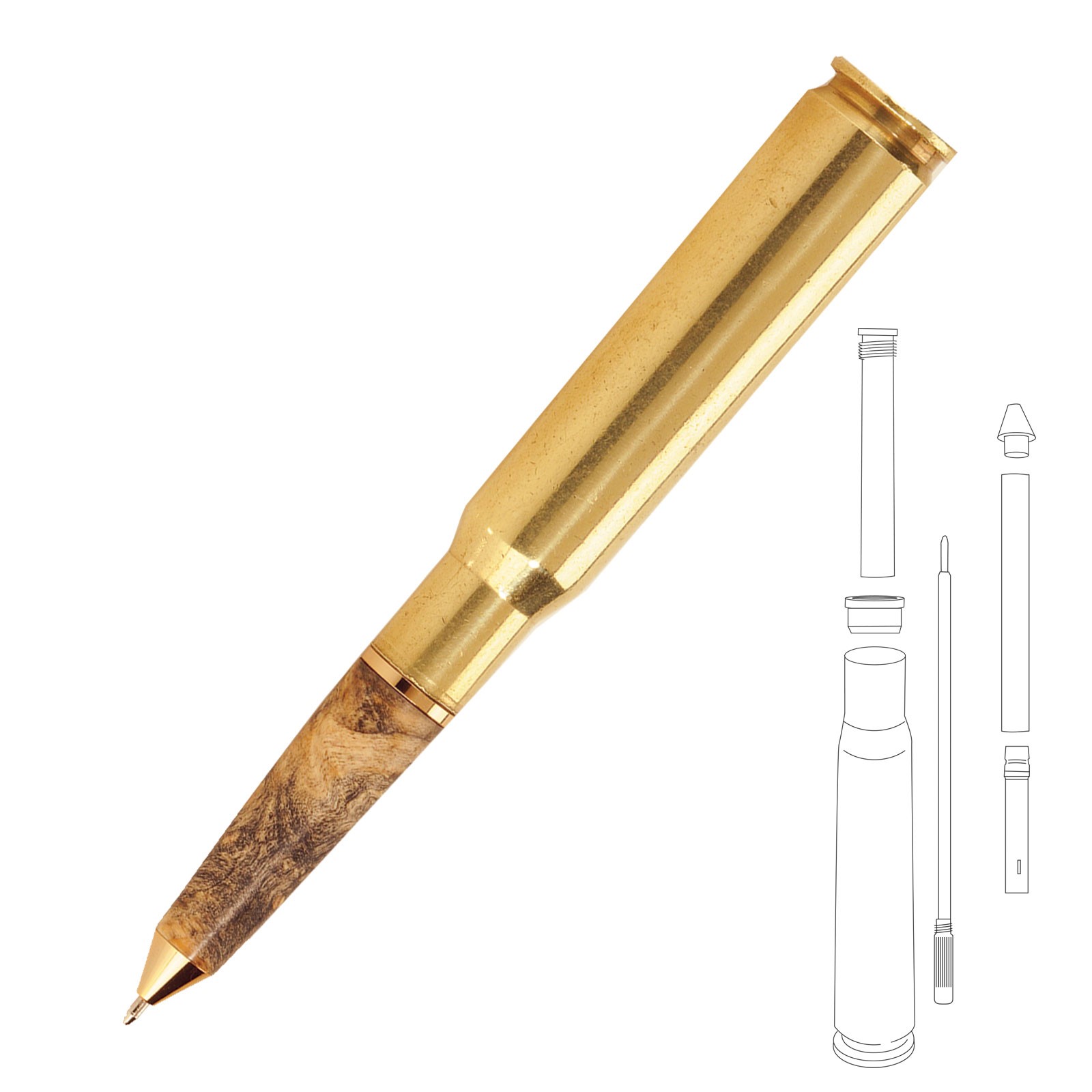 50 Caliber Machine Gun Bullet Cartridge Twist Pen Kit with Parker Style  Refill