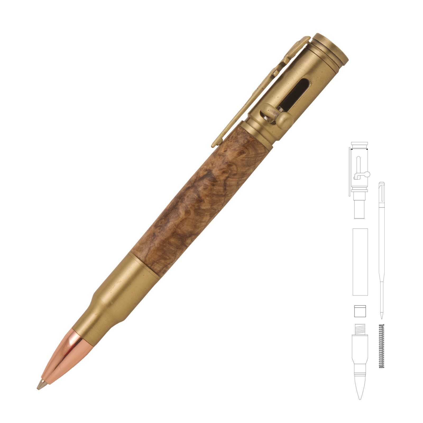 Magnum Bolt Action Antique Brass Pen Kit at Penn State Industries