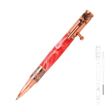 Bald Eagle Insignia Flag Bolt Action Antique Copper Pen Kit