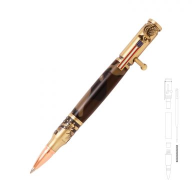 Salute The Troops Bolt Action Antique Brass Pen Kit