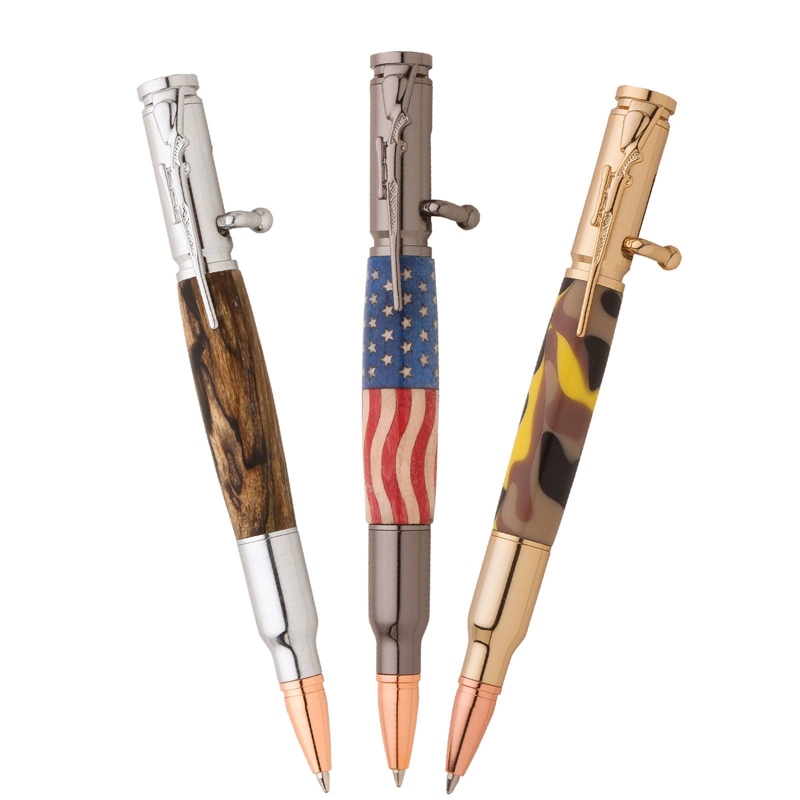 Bolt Action Bullet Pen and Pencil Set in Black Walnut - Tim's Pens and Gifts