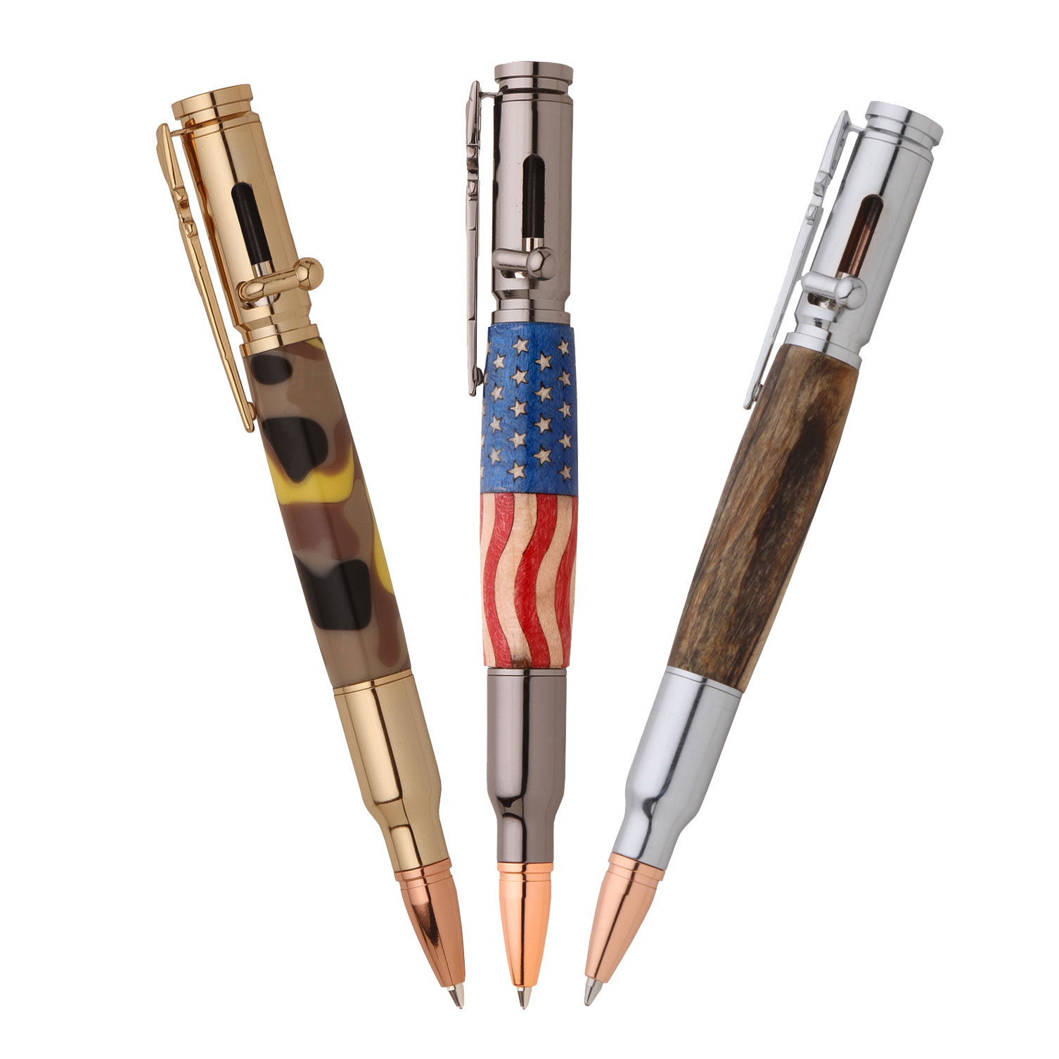 Lever Action Bullet Ballpoint Click Pen Handcrafted with hardwoods and acrylics 