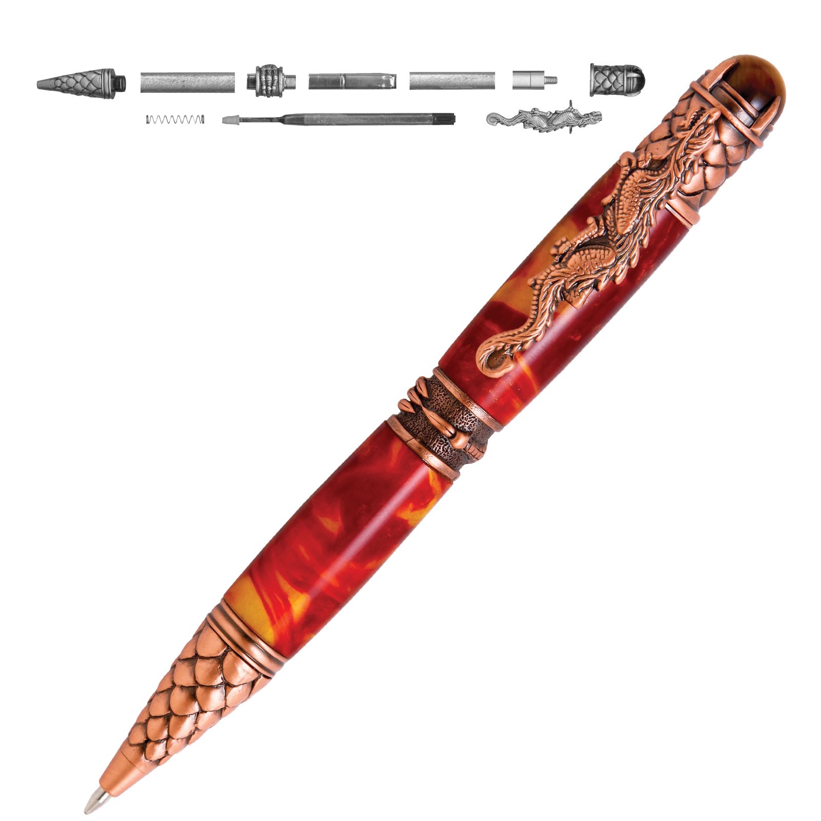 Woodturning Pen Kits LOONG DRAGON Antique Bronze/Rose Copper/Pewter 