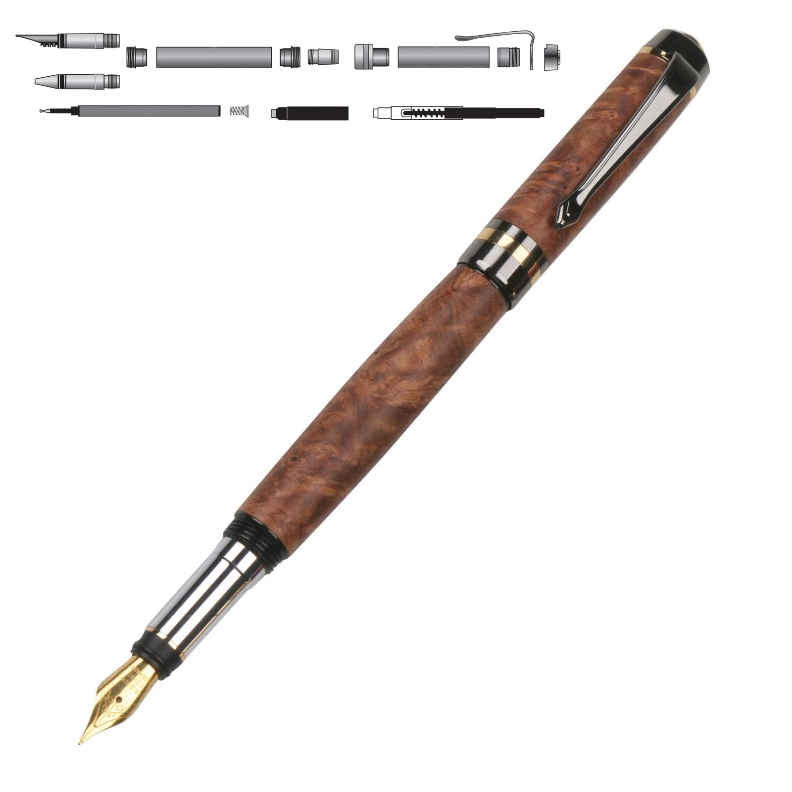 Classic Elite2 24kt Gold and Gun Metal Fountain Pen Kit at Penn