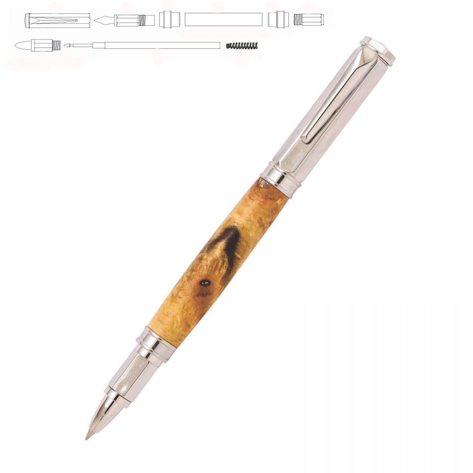 Magnetic Vertex Chrome Rollerball Pen Kit at Penn State Industries