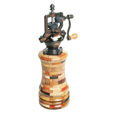 Antique Style Pepper Mill and Salt Mill Set in Jobillo w Copper