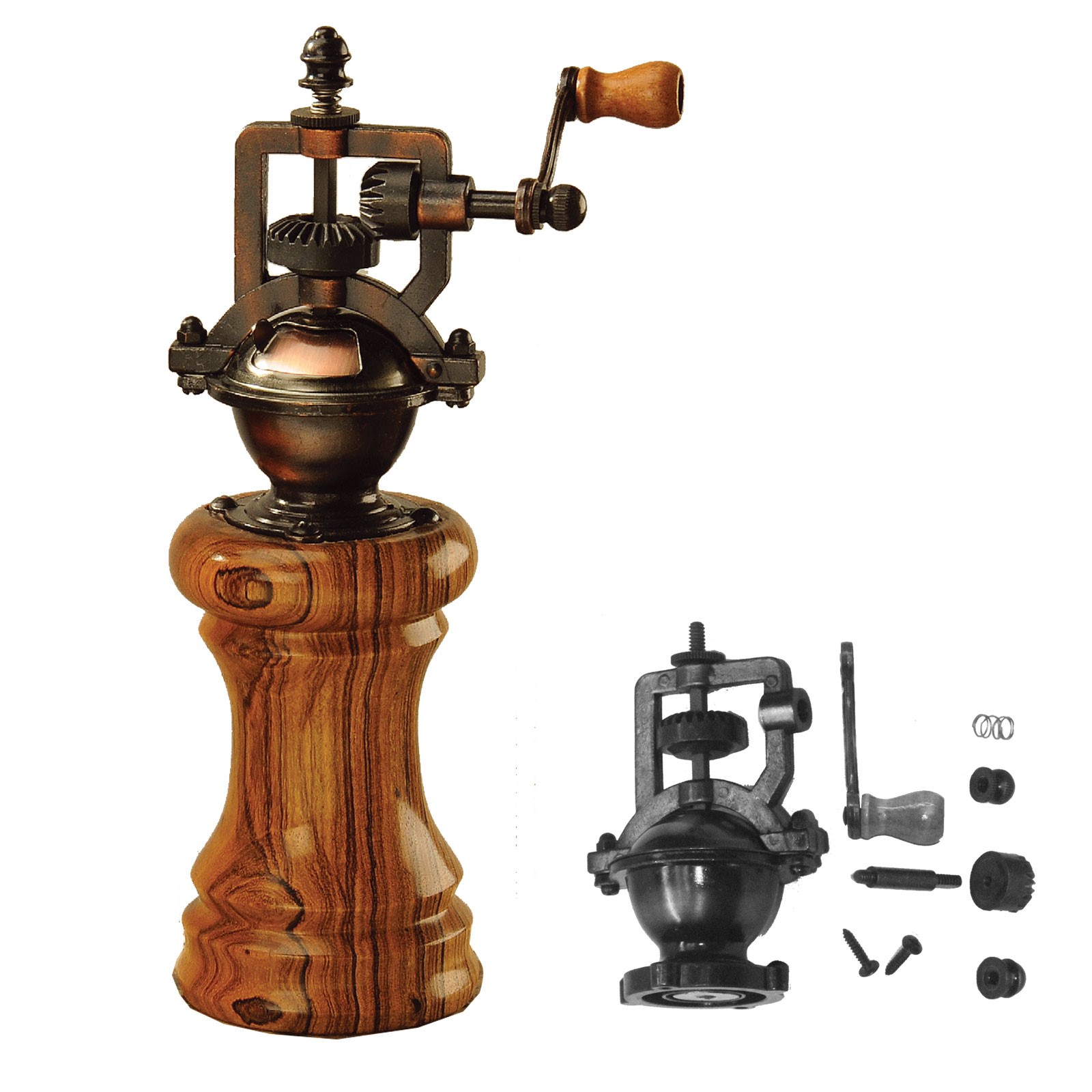 Woodturn Old Fashioned Hand Crank Pepper Grinder 