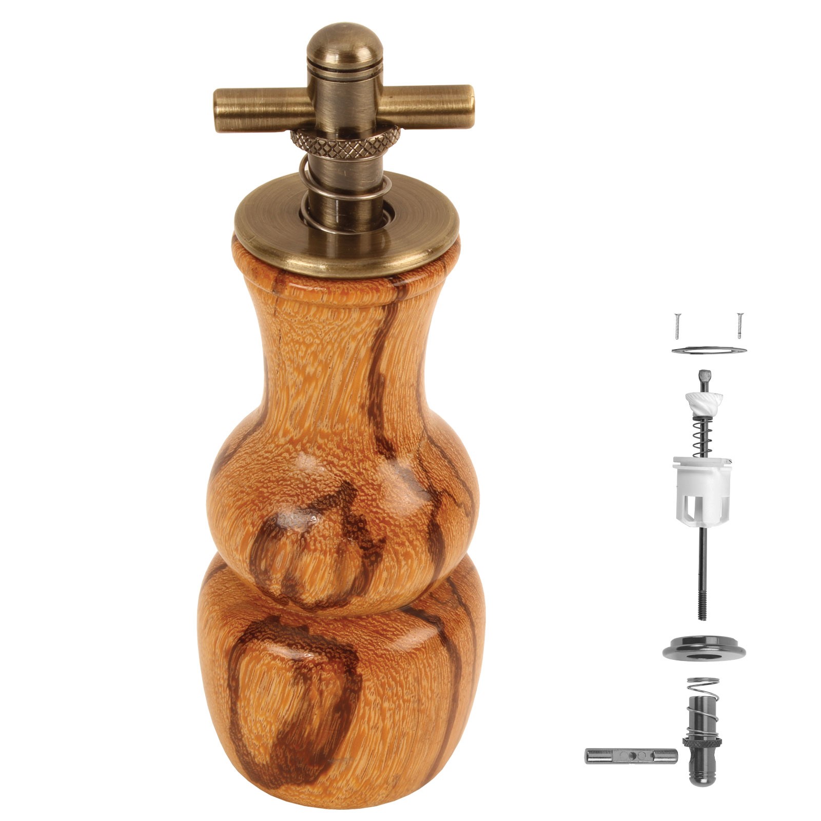 Antique Style Pepper Mill and Salt Mill Set in Red Oak