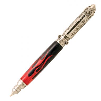 Flames Laser Inlay Kit and Firefighter "Push and Lock" Antique Pewter Pen Kit Combo Pack