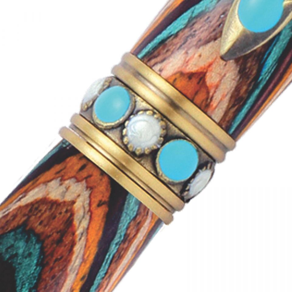 Southwest Antique Brass with Turquoise Stone Twist Pen Kit at Penn