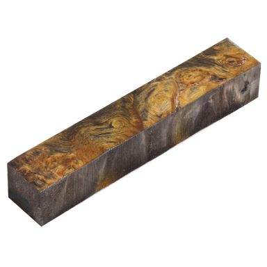 Stabilized Double Dyed Black and Gold Maple Burl Pen Blank